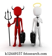 3d man businessman angel and demon 3d man businessman angel and demon