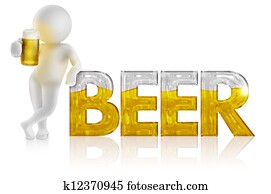 3d man with pitcher resting on the beer word 3d man with pitcher resting on the beer word