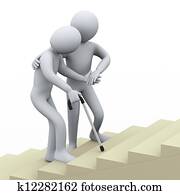 3d person helping old man