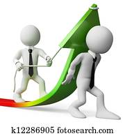 3D white business people. Sales growth 3D white business people. Sales growth