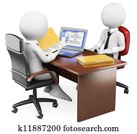 3D white people. Job interview 3D white people. Job interview