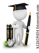 3d white people studious student 3d white people studious student