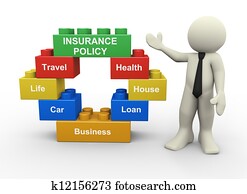 3d, איש עסקים, ו, פוליסה ביטוח, שחק מיכשולים