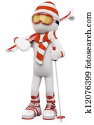 3d, לבן, אנשים., גלוש