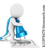 3d, לבן, אנשים, מקשר, a, סתום