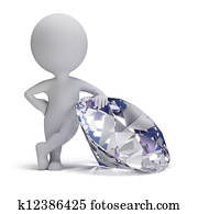 3d, קטן, אנשים, -, יהלום