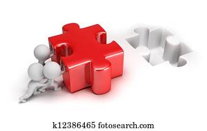 3d, קטן, אנשים, לדחוף, בלבל