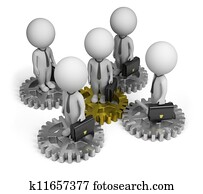 3d, קטן, אנשים, -, צוות של עסק
