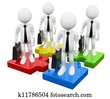 3d, 白色, 事務, 人們。, 事務, 配合, 上, 難題 片斷