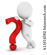 3차원, 백색, 사람, 물음표