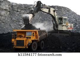 a big yellow mining truck 