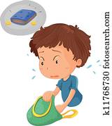 a boy looking for wallet and coin a boy looking for wallet and coin