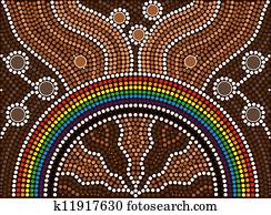 A illustration based on aboriginal style of dot painting depicting rainbow A illustration based on aboriginal style of dot painting depicting rainbow