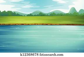 A river and a beautiful landscape A river and a beautiful landscape
