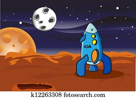American space rocket on Mars