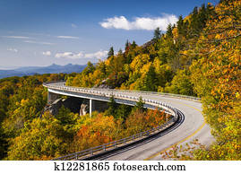 avenida cume azul, viaduct cove linn, carolina norte, Appalachian, paisagem, panorâmico, viagem, fotografia, em, outono