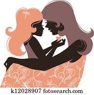 Beautiful mother silhouette with her daughter Beautiful mother silhouette with her daughter