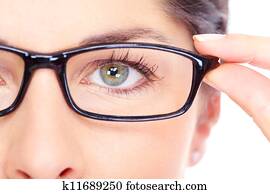 Beautiful young woman wearing glasses portrait.