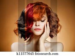 Beauty Portrait. Concept Coloring Hair Beauty Portrait. Concept Coloring Hair