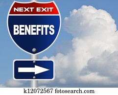 Benefits road sign
