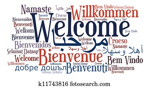 bienvenida, frase, en, diferente, idiomas