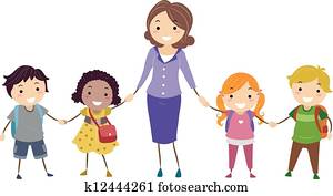 bilden kinder, und, schule- lehrer