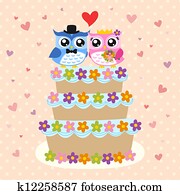 bird bride & groom on wedding cake bird bride & groom on wedding cake