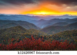 Blue Ridge Parkway Autumn Appalachian Mountains Sunset Western NC Scenic Landscape vacation destination