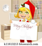 bonito, mulher negócio, em, escritório