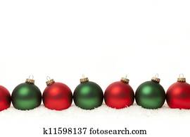 Border of green and red Christmas balls Border of green and red Christmas balls