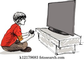 Boy playing computer game