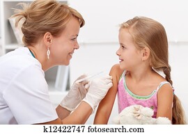 Brave little girl receiving injection Brave little girl receiving injection
