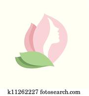 broto flor, mulher, -vector, logotipo