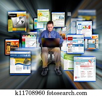 Business Man Surfing Internet Web Sites Business Man Surfing Internet Web Sites