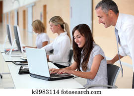 Business team working in the office on laptop computer