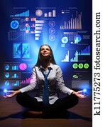 Business woman with financial symbols around Business woman with financial symbols around