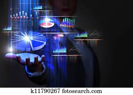 Business woman with financial symbols around Business woman with financial symbols around