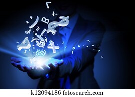 Business woman with financial symbols around Business woman with financial symbols around