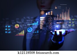 Business woman with financial symbols around Business woman with financial symbols around