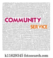 Business word cloud for business and finance concept, Community Service