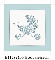 Card with floral pram for your design