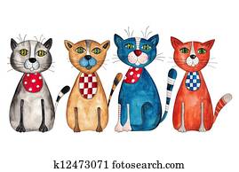 Cats. Watercolors on paper Cats. Watercolors on paper