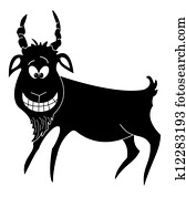 Cheerful goat, black silhouette Cheerful goat, black silhouette