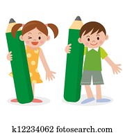 Children with a pencil Children with a pencil