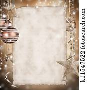 Christmas background with blank paper