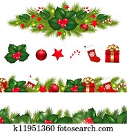 Christmas Borders Set With Xmas Garland Christmas Borders Set With Xmas Garland