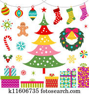 christmas ornament, gift and tree christmas ornament, gift and tree