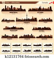 City skyline set. 10 city silhouettes of Canada #1 City skyline set. 10 city silhouettes of Canada #1