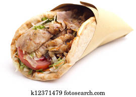 close up of kebab sandwich on white background close up of kebab sandwich on white background