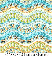 coloridos, etnicidade, ornamento, vetorial, seamless, pattern.